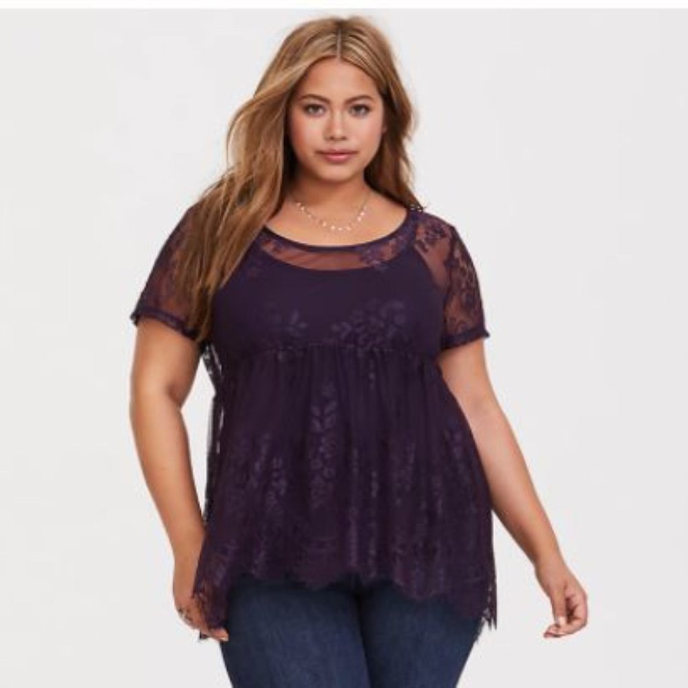 Torrid Size 1 Dark Purple Lace Babydoll
